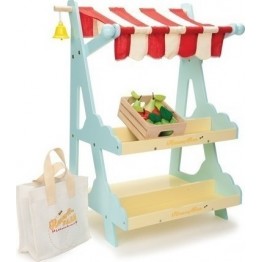 Ξύλινο Μανάβικο (με τσάντα για ψώνια και 1 καφάσι με φρούτα)